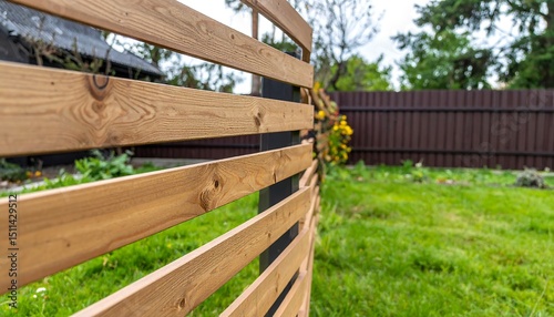 Wooden fence and grass yard.