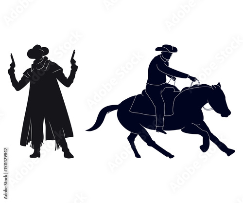 Cowboy silhouette vector illustration isolated on white background