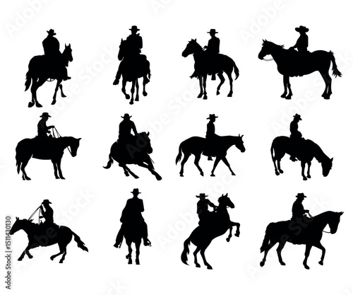 Cowboy silhouette vector illustration isolated on white background