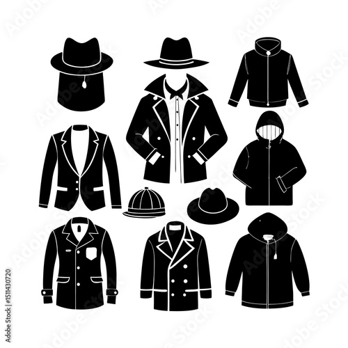 Men's Formal and Casual Wear Icon Set