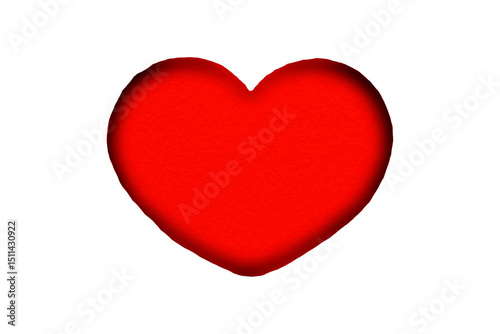 Red paper cut into a heart shape placed on a transparent background.