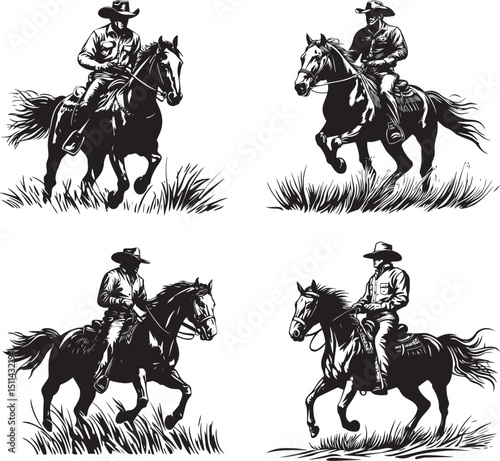 Cowboy Riding Horse SVG