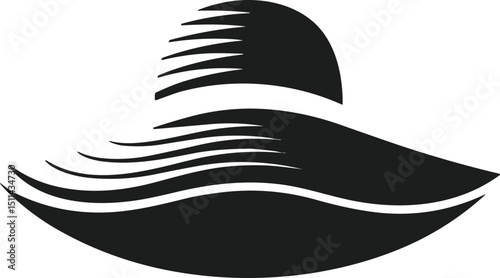 Elegant Sun Hat Silhouette Vector Illustration