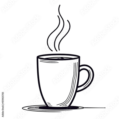 Illustration of a steaming cup of coffee, symbolizing warmth and comfort.
