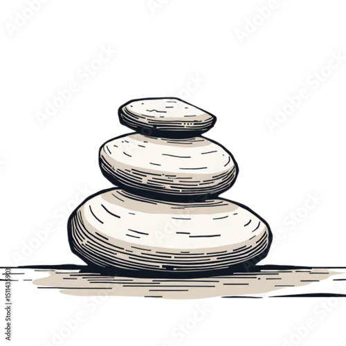 Stacked stones illustration, symbolizing balance and tranquility.