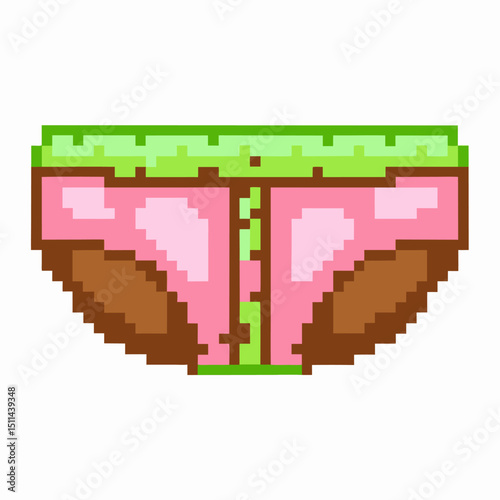 Pixel art watermelon underwear retro game with vibrant colors and fun design