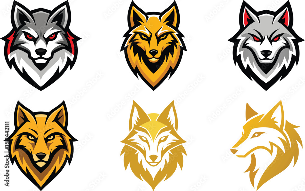A set of wolf head face portraits features the profile of an angry, roaring animal with its mouth open, showcasing a wild canine predator mammal in a simple black and white linocut tattoo silhouette
A set of wolf head face portraits features the profile of an angry, roaring animal with its mouth open, showcasing a wild canine predator mammal in a simple black and white linocut tattoo silhouette