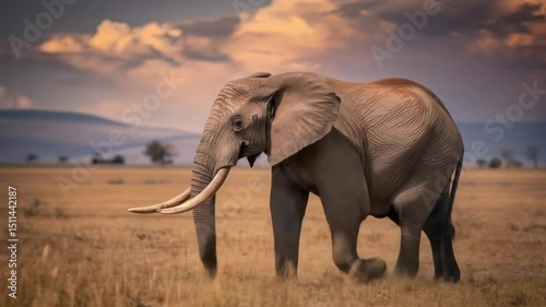 elephant walking in the grassland