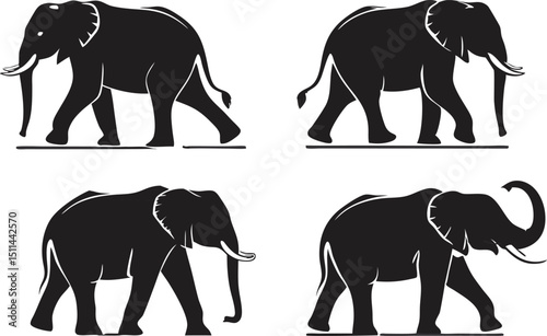 Elephant Vector Illustration – Majestic Wild Animal in Stylized Design.