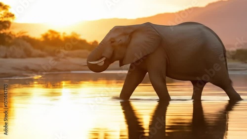 elephant at sunset