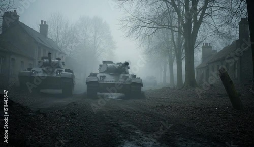 military ship in the fog. High resolution, Ultra High Definition, 4k video with ai generative