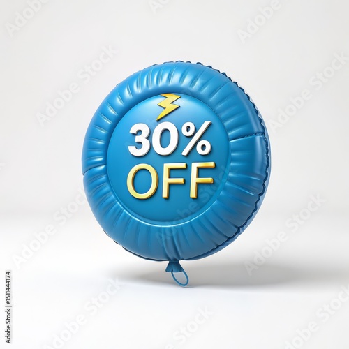 3D Render Blue Balloon 30% ...