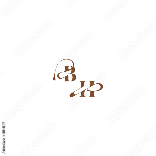 bold and hairline initial wedding logo concept BH elegant curve monogram letter