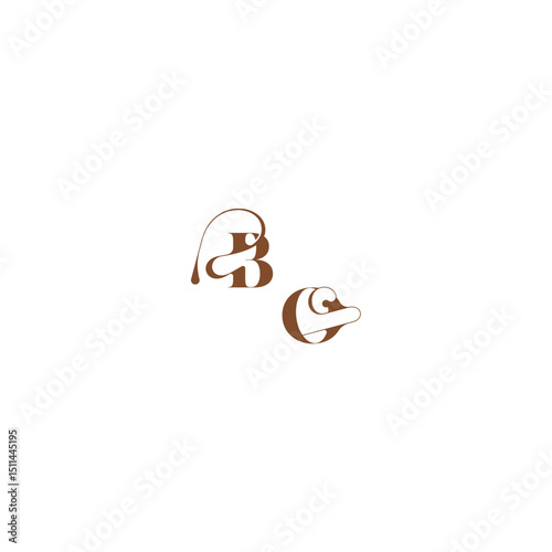 bold and hairline initial wedding logo concept BO elegant curve monogram letter