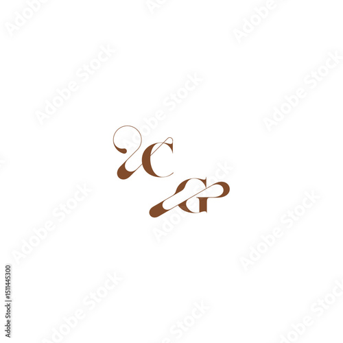 bold and hairline initial wedding logo concept CG elegant curve monogram letter