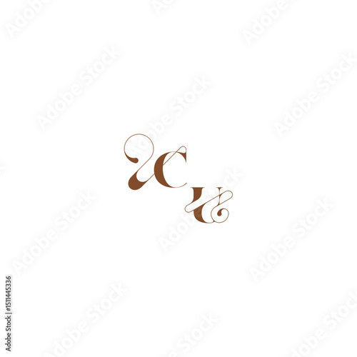 bold and hairline initial wedding logo concept CU elegant curve monogram letter
