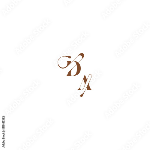 bold and hairline initial wedding logo concept DA elegant curve monogram letter