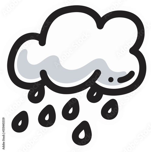 A silhouette image shows a cloud releasing rain into a puddle below, capturing a simple yet poetic weather-themed scene.