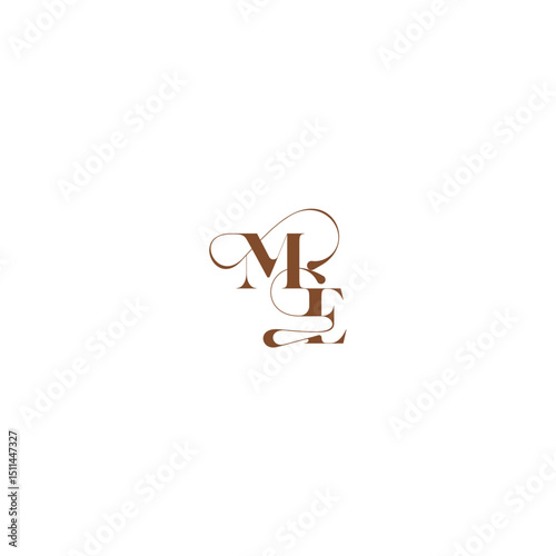 bold and hairline initial wedding logo concept ME elegant curve monogram letter