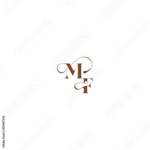 bold and hairline initial wedding logo concept MF elegant curve monogram letter
