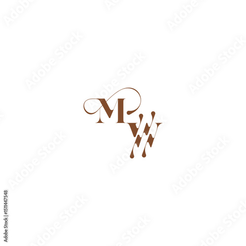 bold and hairline initial wedding logo concept MW elegant curve monogram letter