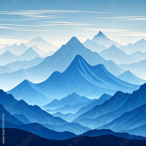 Layered Blue Mountainscape ...