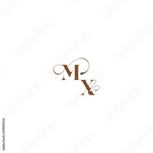 bold and hairline initial wedding logo concept MX elegant curve monogram letter
