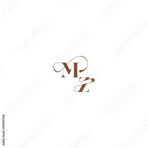 bold and hairline initial wedding logo concept MZ elegant curve monogram letter