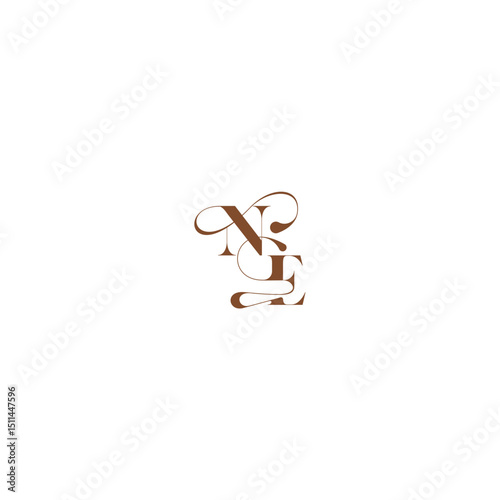 bold and hairline initial wedding logo concept NE elegant curve monogram letter