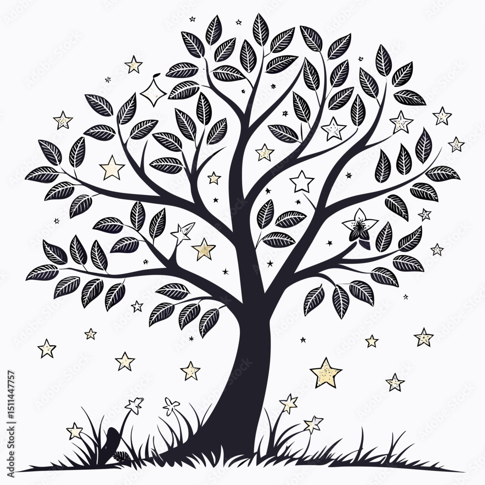Obraz premium tree with leaves and white backround