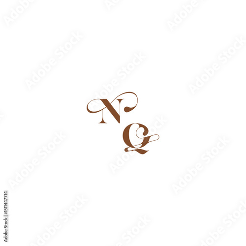 bold and hairline initial wedding logo concept NQ elegant curve monogram letter