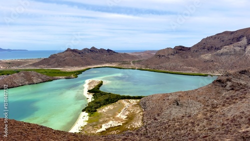 Photos Paradise beach with mountains in Baja California, México, with blue and turquois