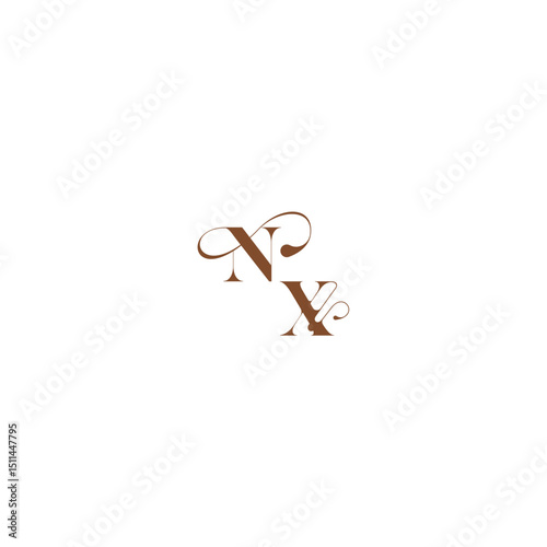 bold and hairline initial wedding logo concept NX elegant curve monogram letter
