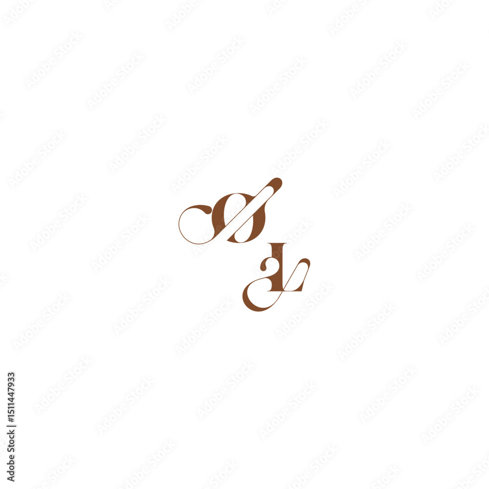 Fototapeta premium bold and hairline initial wedding logo concept OL elegant curve monogram letter