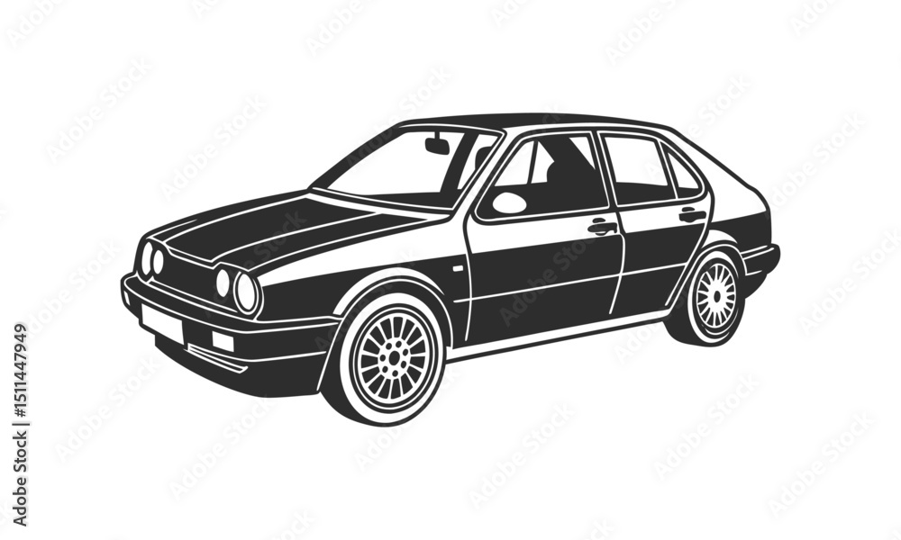 Obraz premium Sleek Black Sports Car Vector – Fast, Stylish, Modern Design.