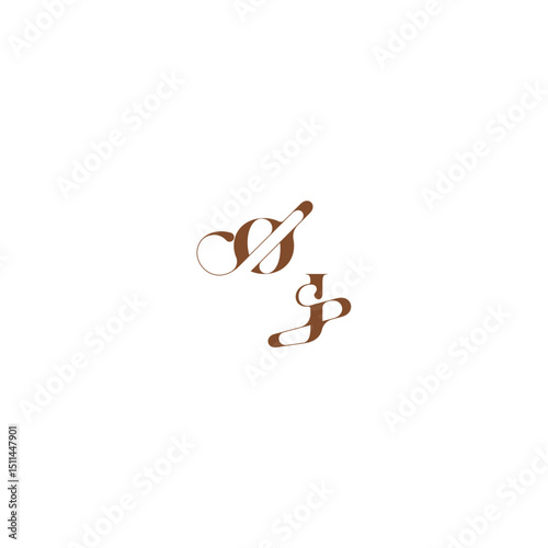 bold and hairline initial wedding logo concept OJ elegant curve monogram letter