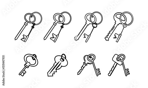 Classic Set of Keys Icons – Vintage, Modern, Security & Access.


