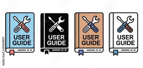 User Guide Book Icons in Four Color Variations