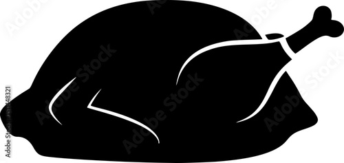 black silhouette of a roasted turkey, minimalist monochrome graphic, simple vector illustration, modern abstract design, high contrast bold image
