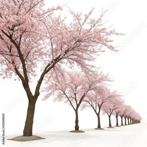 Row of Cherry Blossoms 3D R...