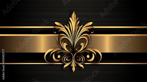 Gold ornate design on black background