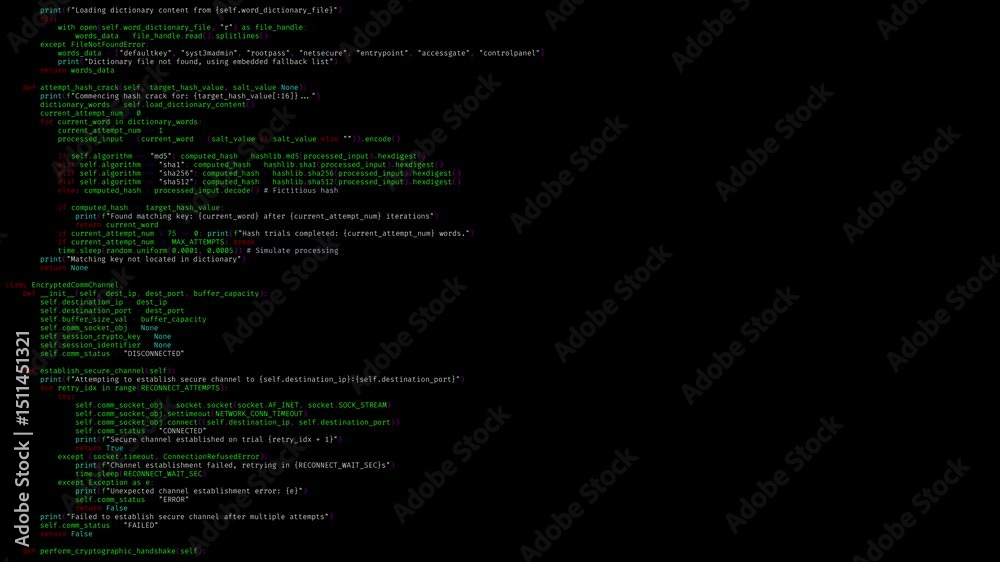 Lines of programming language code scroll down the screen at a moderate speed. Perfect for technology or software related content