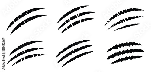 Six Different Claw Scratch Mark Illustrations