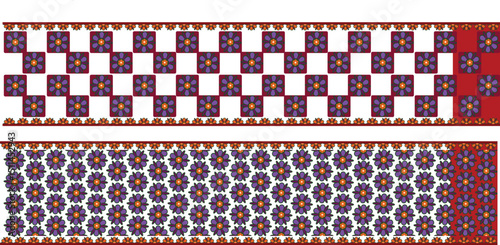saree design illustration, white saree with red border, 