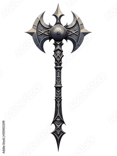 Vking hammer thor amulet with runes Isolated on white background. Hand drawn design element for poster