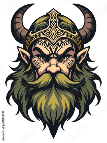  mascot or logo with Celtic tangle face mascot of an old druid or Viking