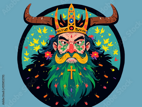  mascot or logo with Celtic tangle face mascot of an old druid or Viking