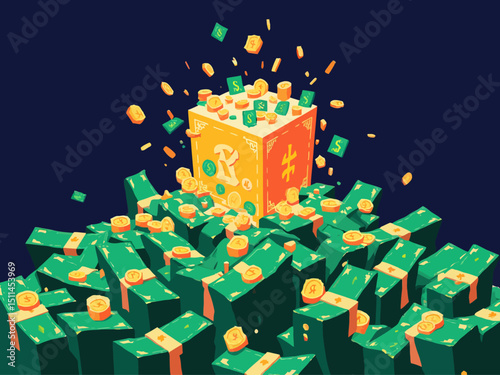 money flowing fortune illustration