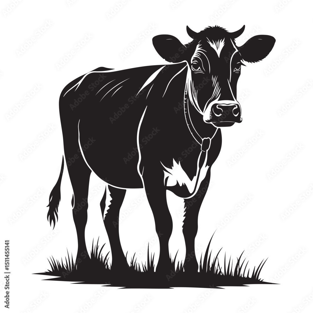 Fototapeta premium Vector graphic of a cow icon in silhouette style on white background (EPS, PNG, SVG)