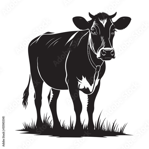 Vector graphic of a cow icon in silhouette style on white background (EPS, PNG, SVG)